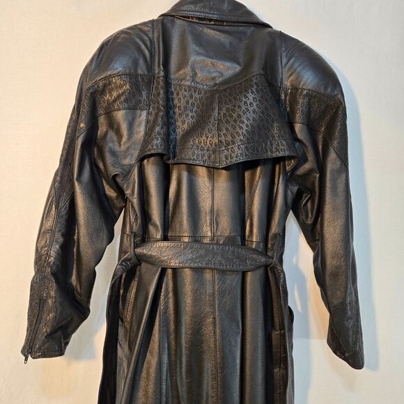 G-III Whimsigoth Grunge Fairy Mystery Black Leather Trench Coat Size M LIKE NEW! - Picture 5 of 16